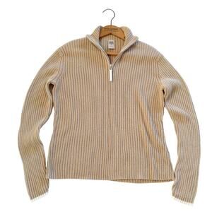 Vintage 90s High Sierra 1/4 Zip Sweater Size M Tan Ribbed Knit Grunge Indie